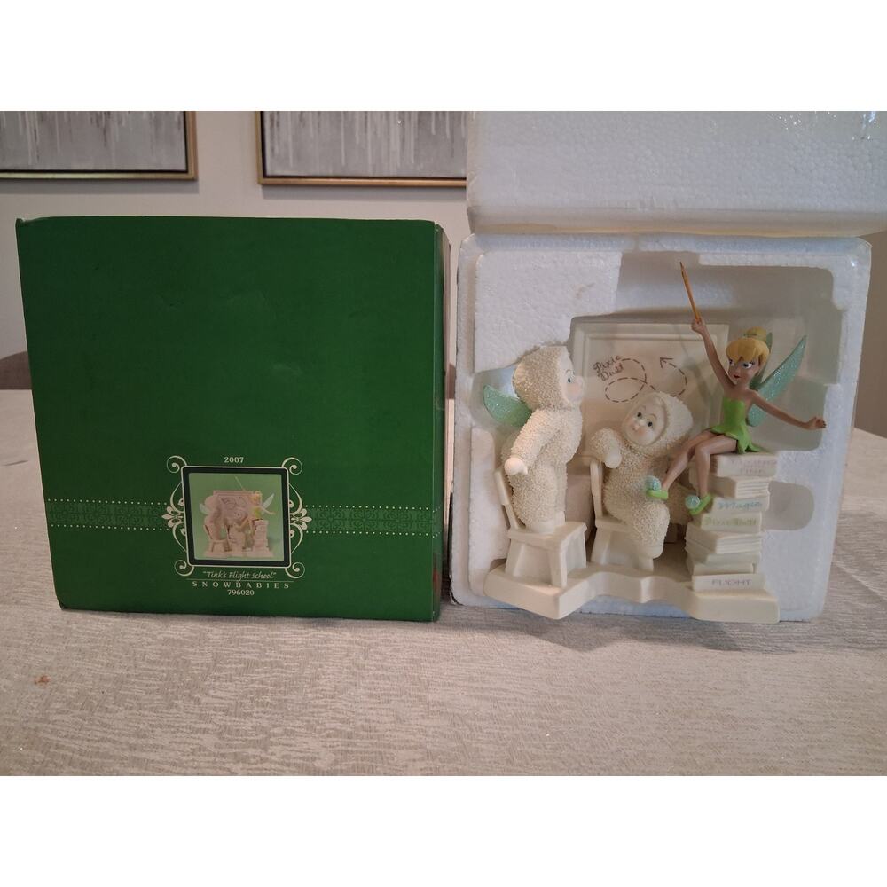 Dept 56 Snowbabies Disney Tink's Flight School 796020 Tinker Bell Figurine Box
